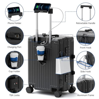 Carry On Luggage, Zipperless Aluminum Frame Suitcase, Gray, 20 in - color: grey, size: 20in