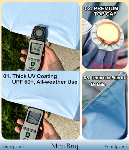 Sun Umbrella UV Protection Cute Windproof Walking Parasol for Women - color: Blue-Outer-Floral