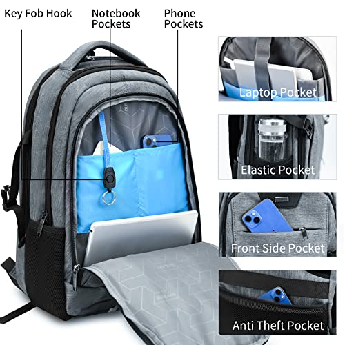 DUSLANG Travel Work Laptop Backpack With USB Charging Port Fits 15.6 15 14 13 Inch Laptop and Notebook Business Anti Theft College Computer Bag Back Pack for Women Men - Dark grey - color: Dark Gray