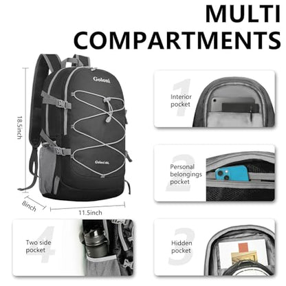 Goloni Ultra Lightweight Packable Backpack 40L - Foldable Hiking Backpack Water Resistant Small Foldable Daypack for Travel,Black - color: Black