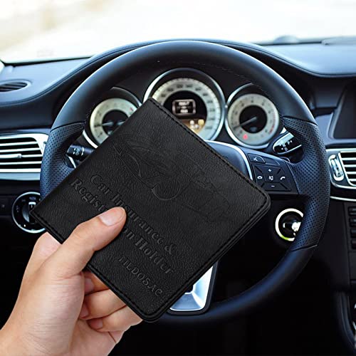 TILDOSAC Car Registration & Insurance Card Holder Leather Auto Glove Box Organizer Document Wallet with Magnetic Shut (Black, Small) - color: Small Black