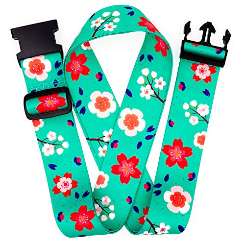Teeoff Luggage Straps Suitcase Belts Travel Bag Accessories Adjustable 220CM (Sakura Mint - 2 Pack) - color: Sakura Mint -- 2 Pack