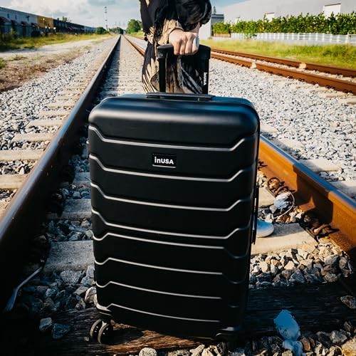 InUSA TREND Luggage with Spinner Wheels | Durable Lightweight Hardside Suitcase, Travel bag with Handle and Trolley, 28-Inch Large Checked luggage | Black - color: Black, size: 28 Inch