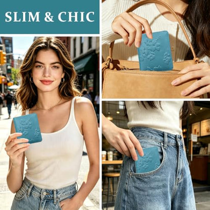 Small RFID Womens Wallet Travel Bifold Compact Slim thin Credit Card Holder - color: Dark Green