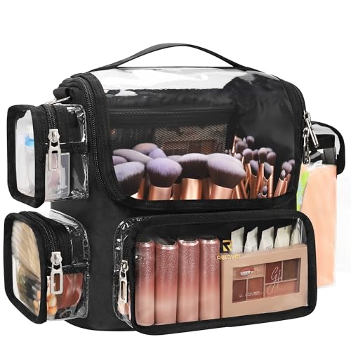 TANTO Makeup Brush Bag, Clear Makeup Brush Holder with Adjustable Dividers