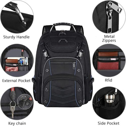 VECKUSON Extra Large Laptop Backpack, 22" x 17" x 10", 60L Capacity, Multi-Compartment Protection, Fits 15.6-19" Laptops, TSA Approved, RFID Anti-Theft, Sport Backpack - color: Blue