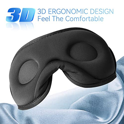 Sleep Headphones, 3D Bluetooth Sleep Mask, Washable Sleeping Headphones with Ultra Thin Stereo Speakers Microphone Hands Free for Insomnia Travel - color: Cyan