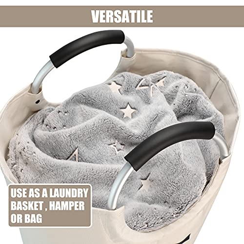 DOKEHOM 125L X-Large Laundry Basket Bag, Collapsible Tall Hamper, Beige - color: Beige, size: 125L