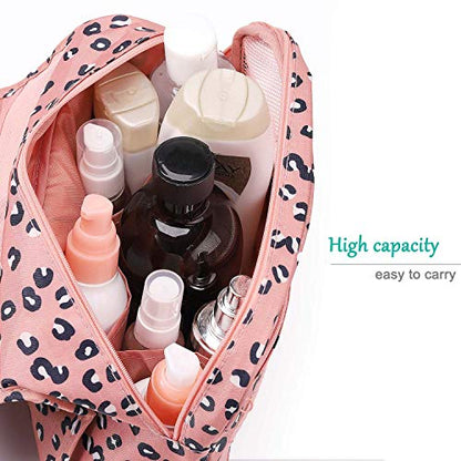 Trawila Travel Hanging Toiletry Bag Cosmetic Bag Makeup Organizers for Men & Women with Sturdy Hook (Leopard print) - color: Leopard print