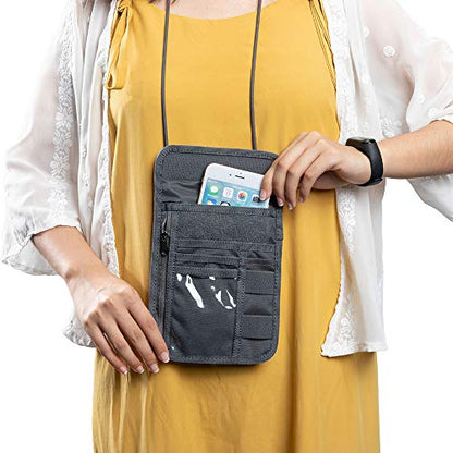EXCELLENT ELITE SPANKER Passport Holder Nylon Neck Pouch with Lanyard - color: Grey