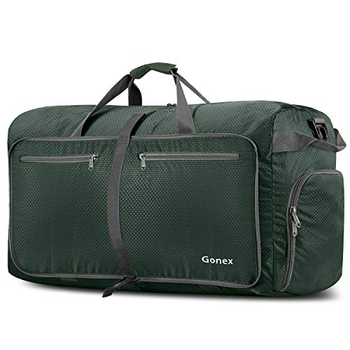 Gonex 80L Foldable Travel Duffle Bag with Shoe Compartment, Lightweight - color: Dark Green, size: 80L