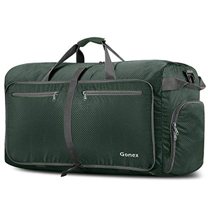 Gonex 80L Foldable Travel Duffle Bag with Shoe Compartment, Lightweight - color: Dark Green, size: 80L