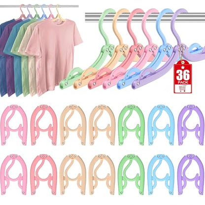 36 Pcs Travel Hangers Portable Foldable Travel Hanger Organizer, Plastic Cruise Ship Essentials 2026 Clothes Folding Hangers for Camping Flying RV Europe Vacation Essentials Suitcase, Brilliant Multi