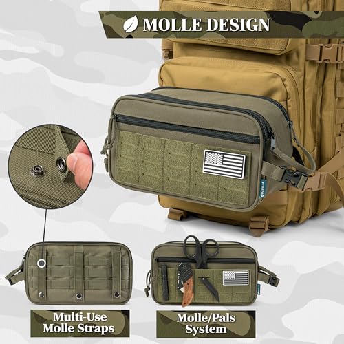 PAVILIA Tactical Toiletry Bag Men, Water Resistant Molle Military, Olive XL - color: Olive, size: Extra Large