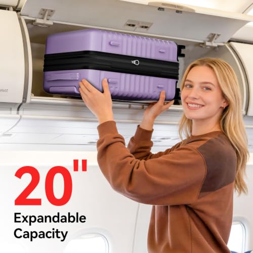 Carry On Luggage, Expandable PC HardShell Suitcase, Lilac, 20 in - color: Lilac, size: 20in