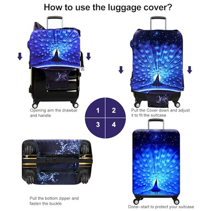 Suitcase Cover 3D Print Design Travel Luggage Protector Trolley Case Cover 22"-24" Sleeve, BluePeacock - color: BluePeacock, size: M(Fits to 22"-24" Trolley Case)