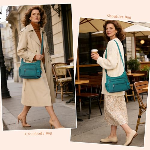 VOLGANIK ROCK RFID Anti Thief Crossbody Bag for Women Waterproof Shoulder Bag Messenger Bag Casual Nylon Purse Handbag - color: Lake Blue