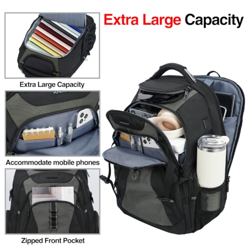 KROSER Laptop Backpack 18.4 Inch Computer Backpack for Men/Women/College - color: Black/Army Green, size: 18.4 inch