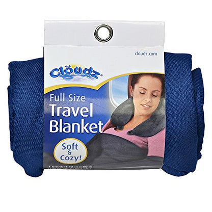 Cloudz Cozy Compact Airplane Travel Blanket for Your Flight, Car, Camping, Home or Comforting Warmth Anywhere! - Navy - color: Blue