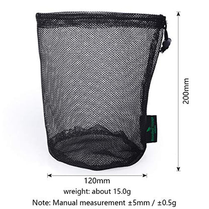 iBasingo 5pcs Black Mesh Nylon Sack With Drawstring - Durable Small Travel Sleeping Bag Stuff Sack for Cosmetics, Shower Gels, Bottles, Tennis Balls, Golf Balls, Tools - BVP03 - color: L-5pcs