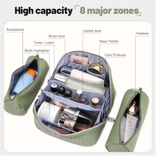 BOYATU Travel Makeup Bag Cosmetic Bags for Women: 3 Pcs Set Make up Bag - color: L51Grass Green
