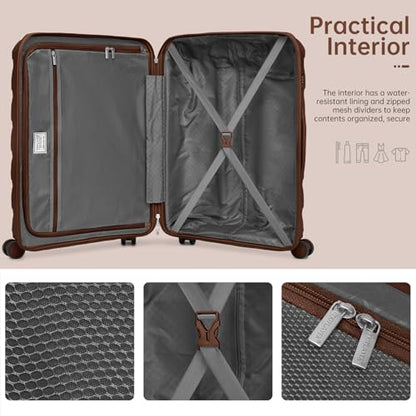 22 Inch Carry On Luggage, 3-piece Luggage Set Carry-on Suitcase - color: Mocha-3pcs, style: 3 Piece Set (Backpack)