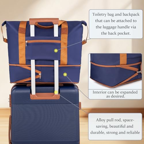 Cobens Luggage Sets 5 Piece with Spinner Wheels, 20/24/28inch - color: DarkBlue