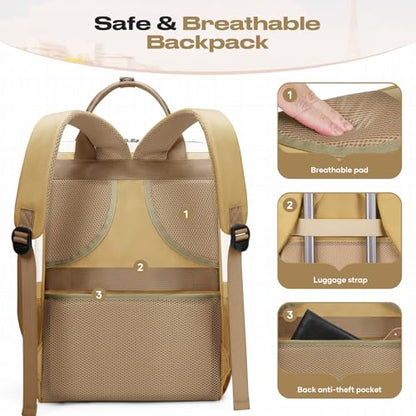 Maelstrom 15.6-17.3" Laptop Backpack with Lunch Box, Work Bag for Women Men - color: Khaki-beige