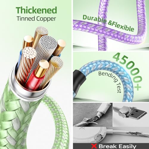 Camping Essentials 4 in 2 Multi Charging Cable for Apple Watch Charger 5FT - color: Green&Pink&Purple&Blue, size: AC to 2C+L+iWatch