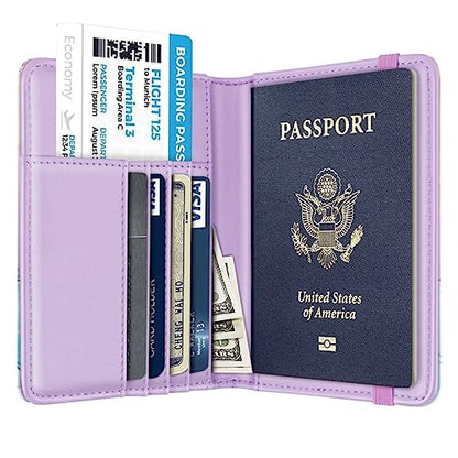 Coco Rossi Passport Holder Cover, RFID Travel Wallet Women Card Holder - color: Gradient Marble