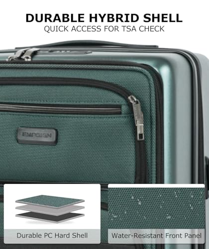 EMPSIGN Carry On Luggage 22x14x9 Airline Approved, 20 Inch, Dark Green - color: Dark Green