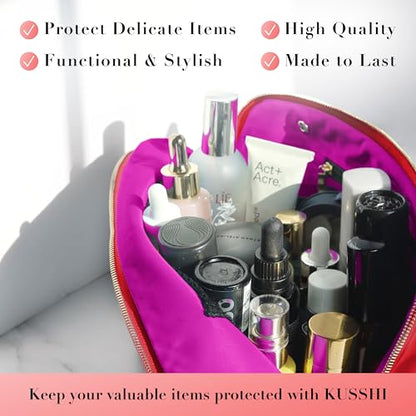 KUSSHI Washable Travel Makeup & Cosmetic Bag - Brush Organizer Sold Separately (Vacationer, Candy Apple Red/Pink) - color: Candy Apple Red/Pink, size: Vacationer (Large) Bag