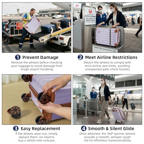Cobens Luggage Sets 5 Piece, Suitcases with Wheels, TSA Lock, 20/24/28 Inch | ABS Hardshell Suitcase Set, Impact-Resistant Corners, Detachable 360° Wheels, Telescopic TPU Handle, Duffel&Toiletry Bag - color: Purple