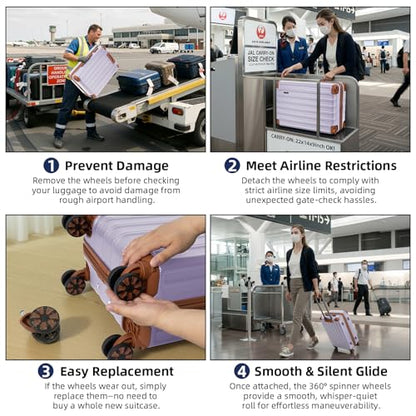 Cobens Luggage Sets 5 Piece, Suitcases with Wheels, TSA Lock, 20/24/28 Inch | ABS Hardshell Suitcase Set, Impact-Resistant Corners, Detachable 360° Wheels, Telescopic TPU Handle, Duffel&Toiletry Bag - color: Purple