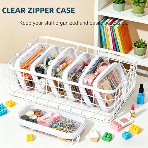 2PCS Thickened Clear Hard Shell Zipper Case, Professional-Grade Plastic Clear Zipper Pencil Case, Toiletry Pouch, Travel Organizer, Cosmetic Bag, Toy Storage Bins (2PCS-M) - color: 2PCS-M
