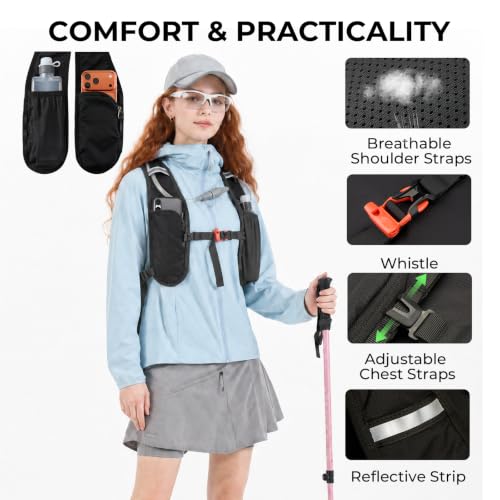 14L Small Hiking Backpack, Packable Travel Daypack for Men Women - color: Black