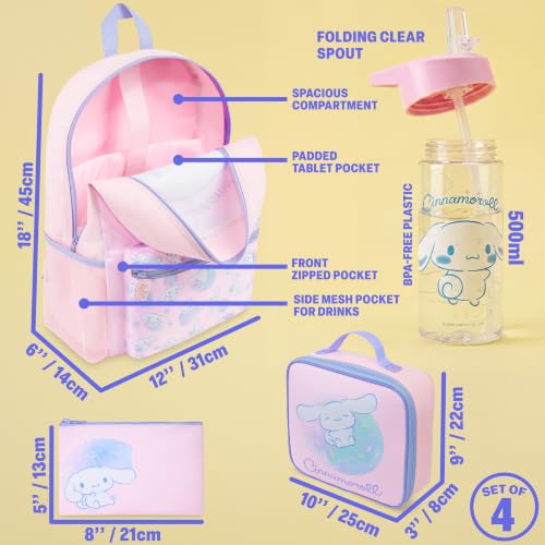 Get Trend Cinnamoroll Girls Backpack, Lunch Bag, Pencil Case, Water Bottle - color: Multi Cinnamoroll