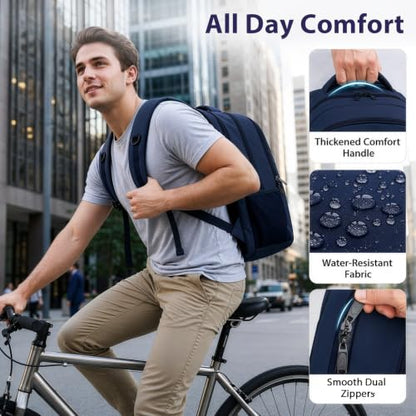MATEIN Travel Backpack for Men with Anti Theft Pocket, TSA Friendly Bag - color: Dark Blue Brown, size: 17 Inch
