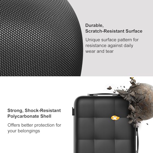 MGB Hardside 24 Inch Luggage, PC Hard Shell Checked Suitcase - color: Charcoal Black, size: 24 Inch
