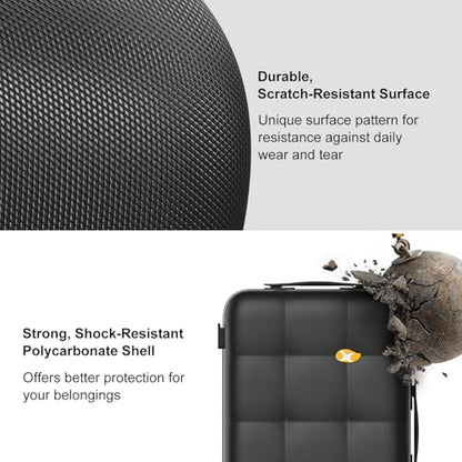MGB Hardside 24 Inch Luggage, PC Hard Shell Checked Suitcase - color: Charcoal Black, size: 24 Inch
