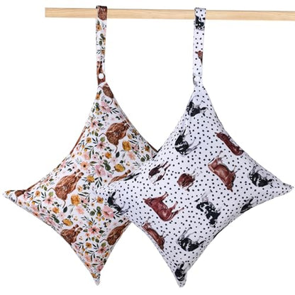 2pcs Cloth Diaper Wet Dry Bags with Two Zippered Pockets-Highland Cow - color: Cow