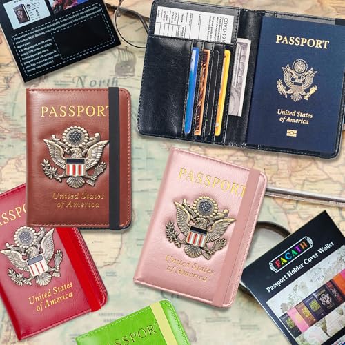 Premium Passport Holder for Travel RFID Blocking Passport Cover Slim - color: Red