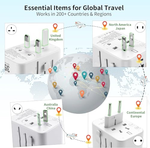Realmade 35W PD International All-in-One Travel Adapter, 2C+2A White 5-in-1 - color: White, size: 35W