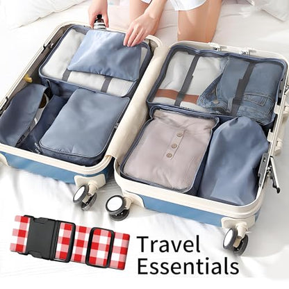 Luggage Straps for Suitcases, Heavy Duty Travel Belt with Quick-Release Buckle, Adjustable Suitcase Strap, Cute Luggage Accessories for Travel Red White Checkerboard - color: Red White Checkerboard