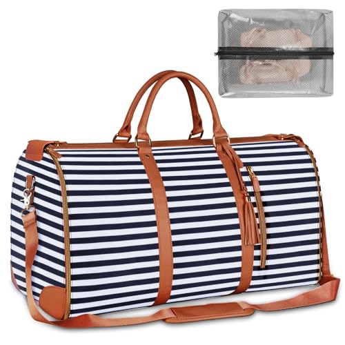 Ytonet Large Convertible Garment Bags for Travel, Waterproof Carry On Bag - color: Royal Blue Stripe, style: Tote