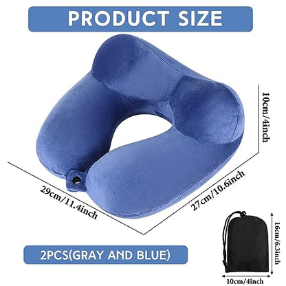 Sintuff 2 Pack Inflatable Travel Neck Pillow for Airplanes - color: Gray and Blue