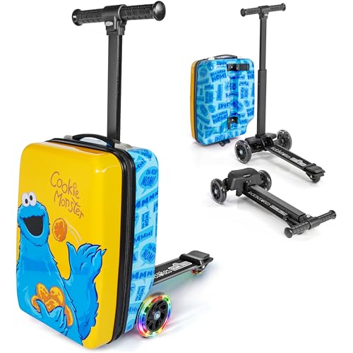 KIDDIETOTES Sesame Street Detachable Scooter Luggage, Ride-On Carry-On - style: Cookie Monster