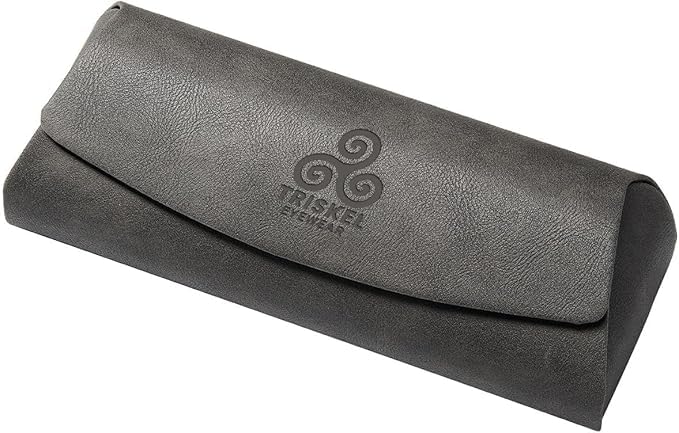 Triskel Curved-Top Eyewear Case – Hard Shell PU Leather Glasses Case with Soft Lining, Lightweight with Magnetic Closure - color: Charcoal Mist