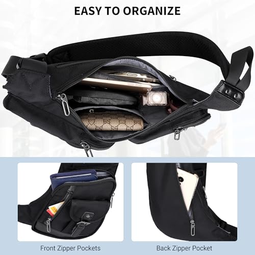 WITZMAN Slim Sling Bag for Men Crossbody Lightweight Chest Bag Casual - color: Black