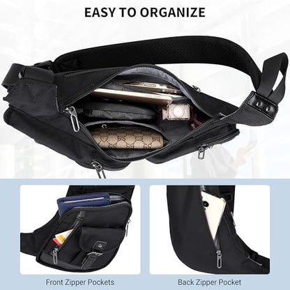 WITZMAN Slim Sling Bag for Men Crossbody Lightweight Chest Bag Casual - color: Black